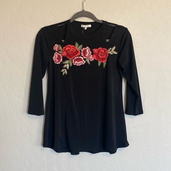 Maurices Tops - New with tags black top with embroidery